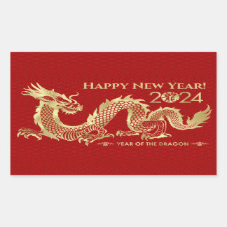 Chinesisches neues Jahr des Drachen 2024 Rechteckiger Aufkleber