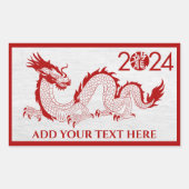 Chinesisches neues Jahr des Drachen 2024 Rechteckiger Aufkleber (Vorderseite)