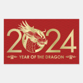 Chinesisches neues Jahr des Drachen 2024 Rechteckiger Aufkleber (Vorderseite)