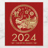 Chinesisches neues Jahr des Drachen 2024 Weinetikett (Einzelnes Label)