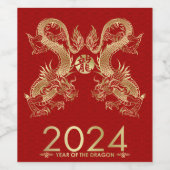 Chinesisches neues Jahr des Drachen 2024 Weinetikett (Einzelnes Label)