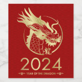 Chinesisches neues Jahr des Drachen 2024 Weinetikett (Einzelnes Label)