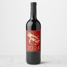 Chinesisches neues Jahr des Drachen 2024 Weinetikett