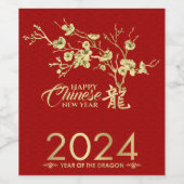 Chinesisches neues Jahr des Drachen 2024 Weinetikett (Einzelnes Label)