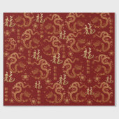 Chinesisches neues Jahr des Dragon 2024 Wrapping P Geschenkpapier (Flach)