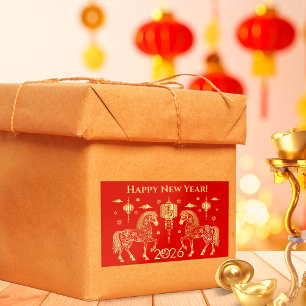 Chinesisches neues Jahr des Pferdes 2026 Rechteckiger Aufkleber