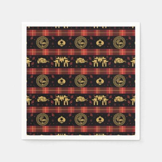 Chinesisches Neues Jahr des Tigerroten Karos Muste Serviette (Vorderseite)