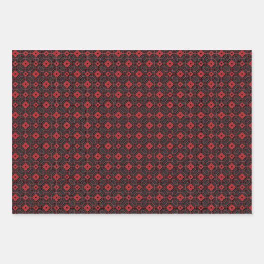 Chinesisches Neues Jahr Schwarz-Rot-Muster Geschenkpapier Set (Vorderseite)