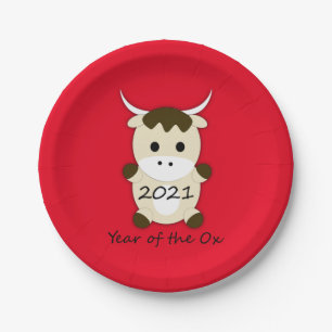 Chinesisches Neujahr 2021 Jahr des Ox Pappteller