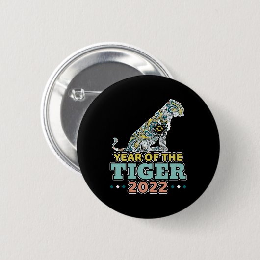 Chinesisches Neujahr 2022 - Weißer Tiger Button (Vorne & Hinten)