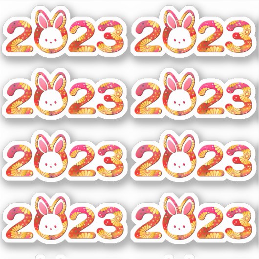 Chinesisches Neujahr 2023 Jahr der Kaninchen Pink  Aufkleber (Vorderseite)