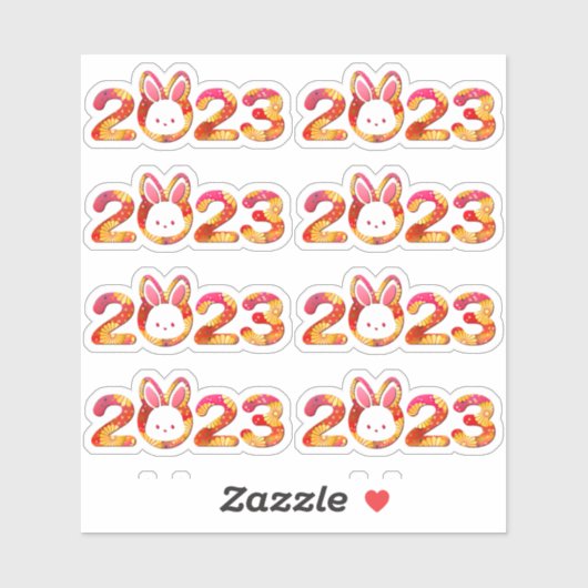 Chinesisches Neujahr 2023 Jahr der Kaninchen Pink Aufkleber (Blatt)