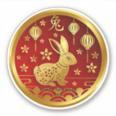 Chinesisches Neujahr 2023 Jahr des Hasen (Text bea Aufkleber (Vorderseite)