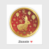 Chinesisches Neujahr 2023 Jahr des Hasen (Text bea Aufkleber (Blatt)