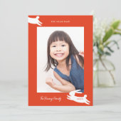 Chinesisches Neujahr 2023 Kaninchen-Foto Feiertagskarte (Stehend Vorderseite)