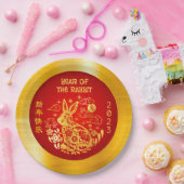 Chinesisches Neujahr 2023 Kaninchen Gold Foil Red Pappteller (Party)