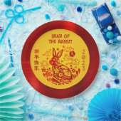 Chinesisches Neujahr 2023 Kaninchenrotes Gelb kühl Pappteller (Party)