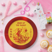 Chinesisches Neujahr 2023 Kaninchenrotes Gelb kühl Pappteller (Party)