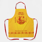 Chinesisches Neujahr 2023 Kaninchenrotes Gelb kühl Schürze (Vorderseite)