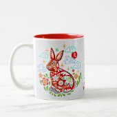 Chinesisches Neujahr 2023 Papercut Rabbit Red Foil Zweifarbige Tasse (Links)