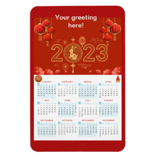 Chinesisches Neujahr 2023 Rabbit Kalender Card Mag Magnet