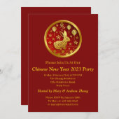 Chinesisches Neujahr 2023 Rabbit, Name und Details Einladung (Vorne/Hinten)
