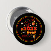 Chinesisches Neujahr 2023 Rabbit Red Gold Black 3" Button (Vorne & Hinten)