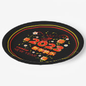 Chinesisches Neujahr 2023 Rabbit Red Gold Black 9" Pappteller (Schrägansicht)