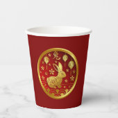 Chinesisches Neujahr 2023 Rabbit Red Gold Pappbecher (Vorderseite)