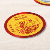 Chinesisches Neujahr 2023 Roter Hühnerfarb gelb kü Runder Pappuntersetzer (Angewinkelt)