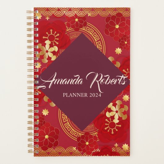 Chinesisches Neujahr 2024 Blume-Planer für die Plu Planer (Vorderseite)