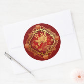 Chinesisches Neujahr 2024 Dragon Red Gold Large 3" Runder Aufkleber (Umschlag)