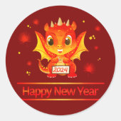 Chinesisches Neujahr 2024 Dragon Small 1,5" Runder Aufkleber (Vorderseite)