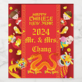 Chinesisches Neujahr 2024 Dragon Wine Label Weinetikett (Einzelnes Label)