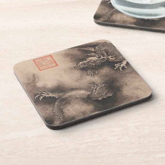 Chinesisches Neujahr 2024 Gemäldedrache squC Untersetzer (Linke Seite)