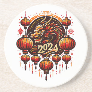 Chinesisches Neujahr 2024 Getränkeuntersetzer
