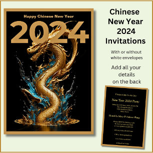 Chinesisches Neujahr 2024 Name hinzufügen, Drache Einladung