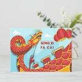 Chinesisches Neujahr 2024 Name hinzufügen, rote Go Einladung (Stehend Vorderseite)