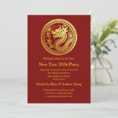 Chinesisches Neujahr 2024 Name und Details hinzufü Einladung (Stehend Vorderseite)