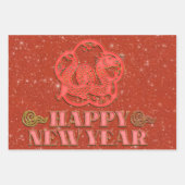 Chinesisches Neujahr 2024 Papercut Dragon Wood Gol Geschenkpapier Set (Vorderseite 3)
