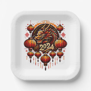 Chinesisches Neujahr 2024 Pappteller