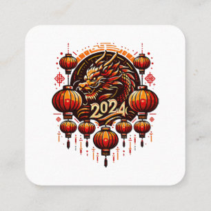Chinesisches Neujahr 2024 Quadratische Visitenkarte