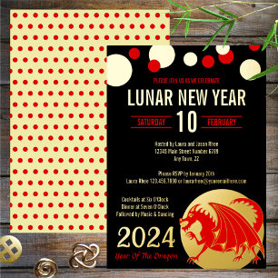 Chinesisches Neujahr 2024 Roter Drache Modern Schw Folieneinladung