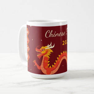 Chinesisches Neujahr 2024 Warmer Roter Drache Kaffeetasse