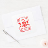 Chinesisches Neujahr 2025 Die Snake Lantern Ecken Quadratischer Aufkleber (Umschlag)