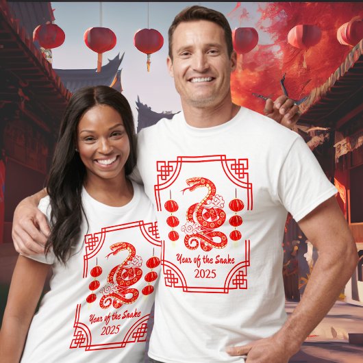 Chinesisches Neujahr 2025 Die Snake Lantern Ecken T-Shirt