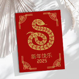 Chinesisches Neujahr 2025 Feiertagspostkarte