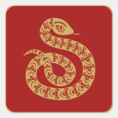 Chinesisches Neujahr 2025 Gold-Schlange Quadratischer Aufkleber (Vorderseite)