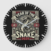 Chinesisches Neujahr 2025 Jahr des Jahres der Schl Große Wanduhr (Vorderseite)
