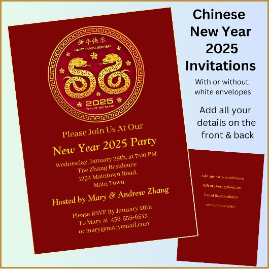 Chinesisches Neujahr 2025: Name und Details hinzuf Einladung